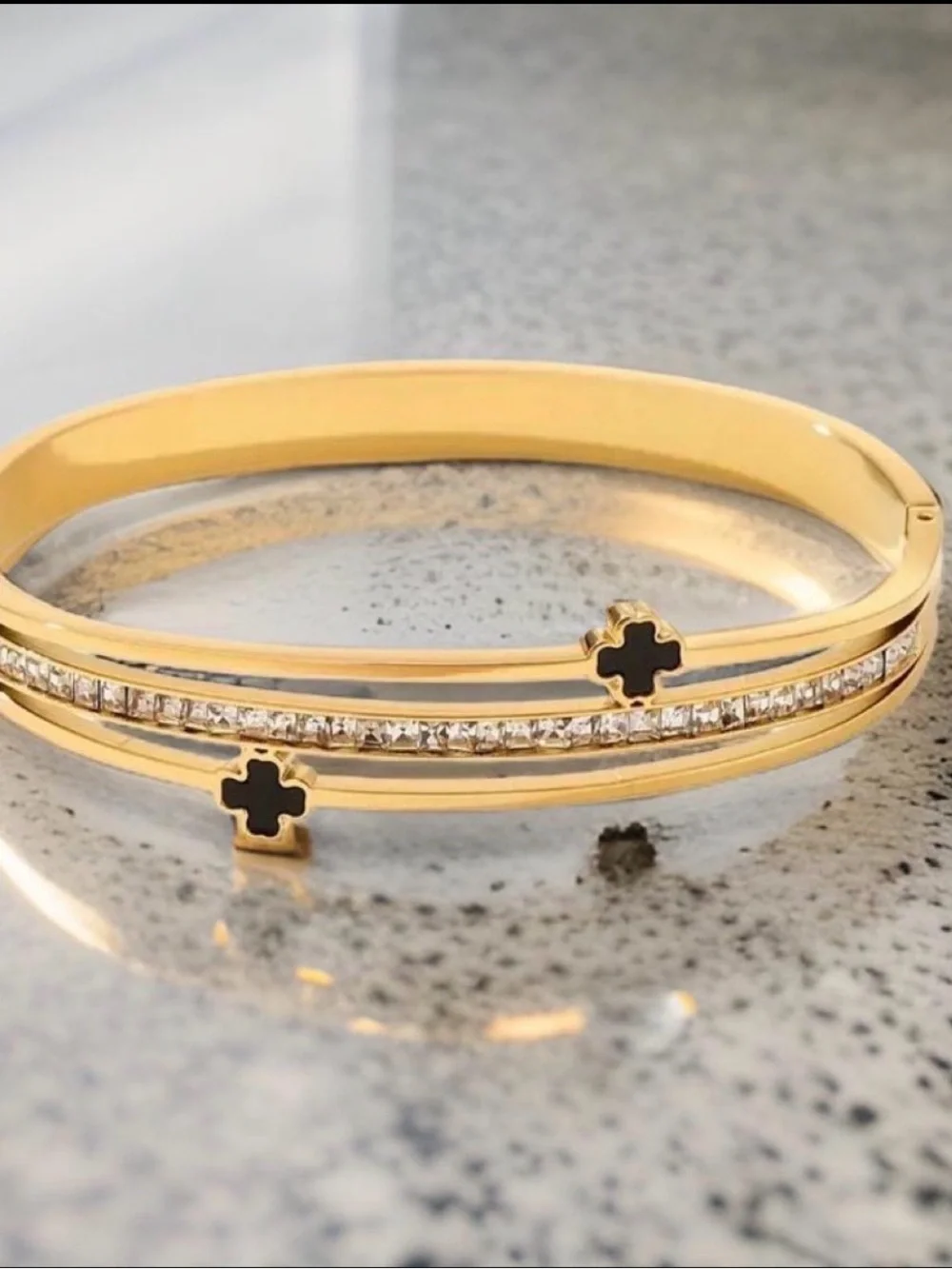 Cross Bangle with Sparky Rhinestones